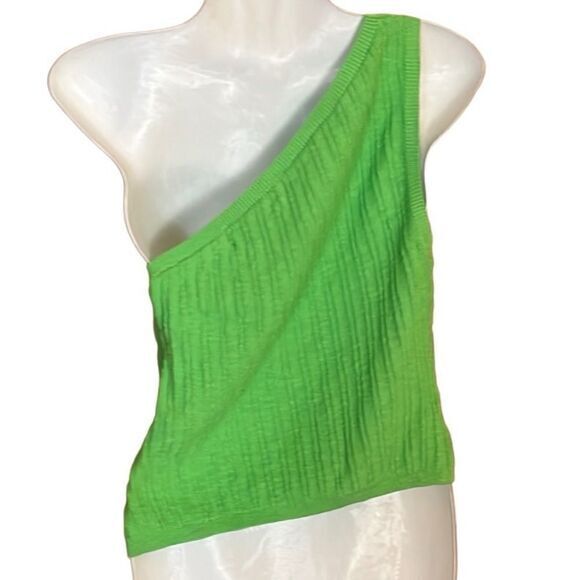 Free People Beach sweater Mary one shoulder Size Small linen blend green NWT - Picture 5 of 10